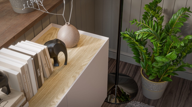 komoda 200 cm fellini kaszmir mat z drewnianym blatem do nowoczesnej strefy dziennej