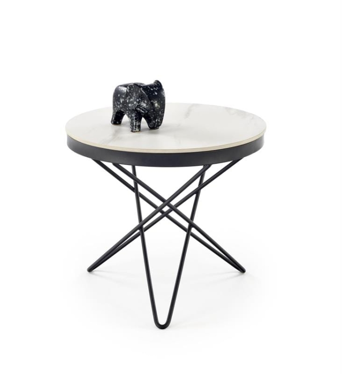 Nowoczesny stolik kawowy okrągły LEILA, kompaktowy stolik kawowy do salonu w różnych wariantach kolorystycznych