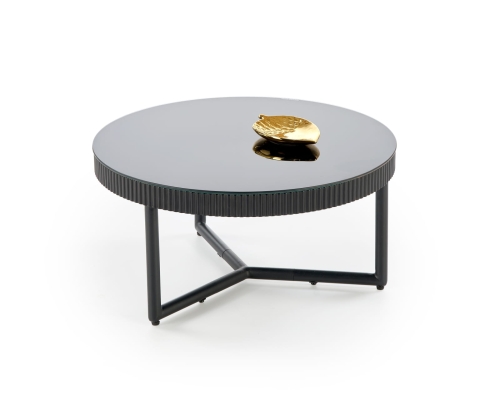 Czarny stolik kawowy COSMO S do salonu, okrągły stolik kawowy fi60 w stylu loft z metalową podstawą