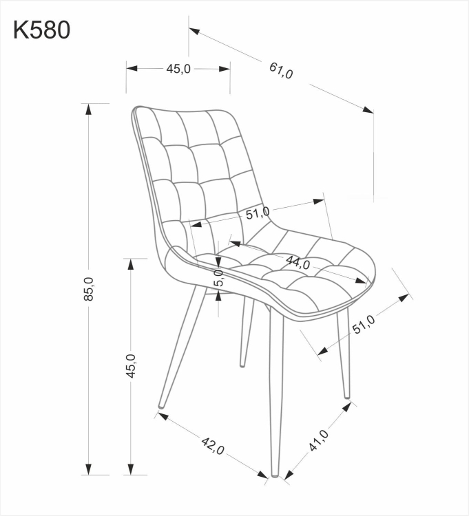 krzesło k-580 wymiary