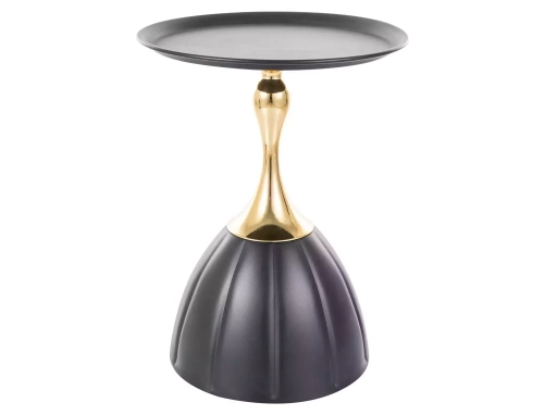 Stolik kawowy czarny prezentuje elegancki model z ceramicznym blatem i złotymi detalami, idealny do stylu glamour i nowoczesnych wnętrz.