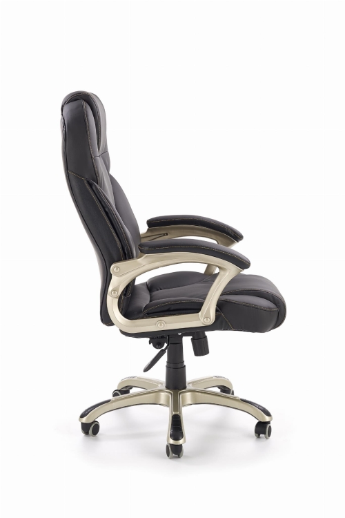Czarny fotel biurowy DESMOND z ekoskóry jako klasyczny fotel do gabinetu.