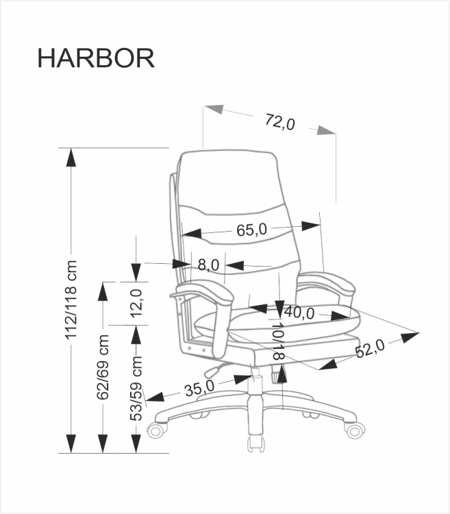 Fotel biurowy HARBOR wymiary