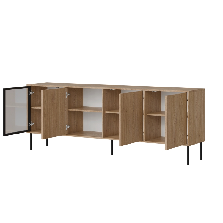 komoda loft z czterema zamykanymi frontami i aluminiowa ramka