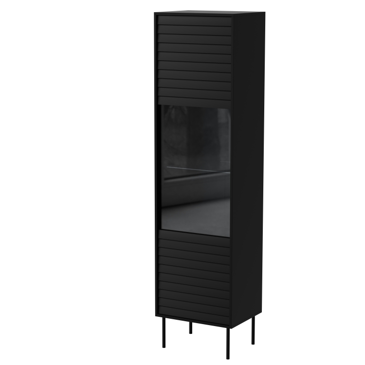elegancka witryna czarna cortina do salonu lub jadalni, nowoczesny design, matowe wykończenie, szkło