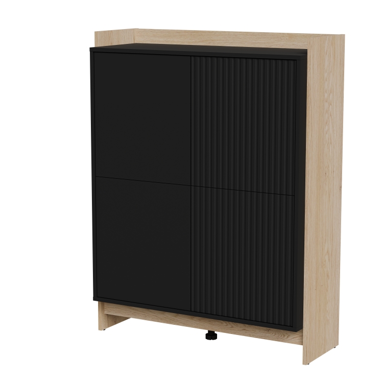 wysoka komoda jako stylowy akcent wnętrza w połączeniu dębu cremona i czerni