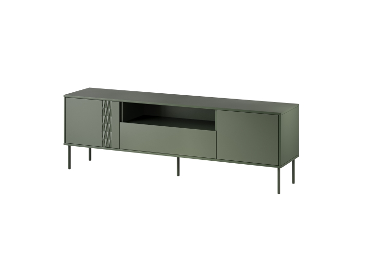 Szafka RTV 180 cm TRESSE  – elegancka forma na metalowych nogach, łącząca minimalizm i funkcjonalność.