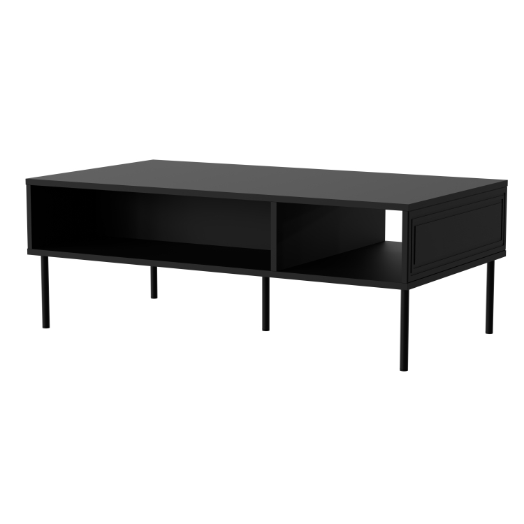 stolik do salonu czarny mat frezowane boki minimalistyczny styl