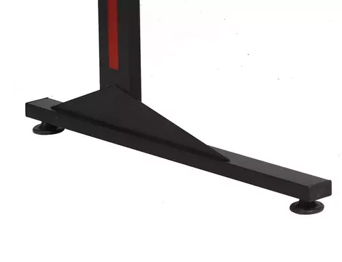 Biurko narożne B-219 czarne z trwałym stalowym stelażem, zapewniające stabilność i elegancki wygląd.