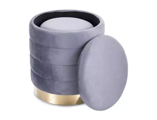 Zestaw puf BRITTA w stylu glamour z pojemnikami i złotym detalem