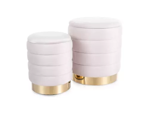 Pufa BRITTA w kolorze jasny beż, zestaw dwóch puf z pojemnikiem