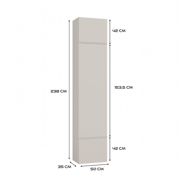 Wąska garderoba AGA I z funkcjonalnym układem półek i drążkiem na ubrania, nowoczesna i oszczędna w formie.