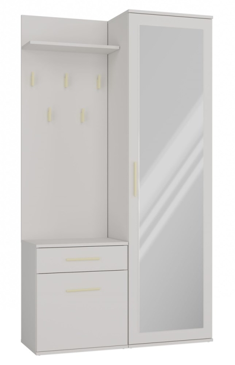 Garderoba do przedpokoju Kaszmir DOMINO z lustrem, szafką i wieszakiem w eleganckim kolorze kaszmir