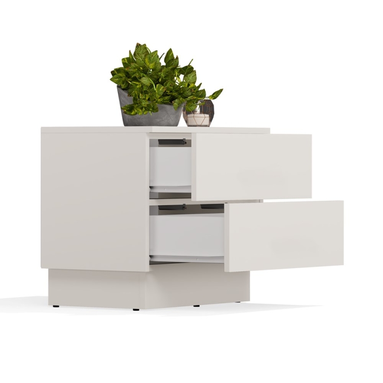 Nowoczesna szafka nocna do sypialni kaszmir matowa z prowadnicami rolkowymi