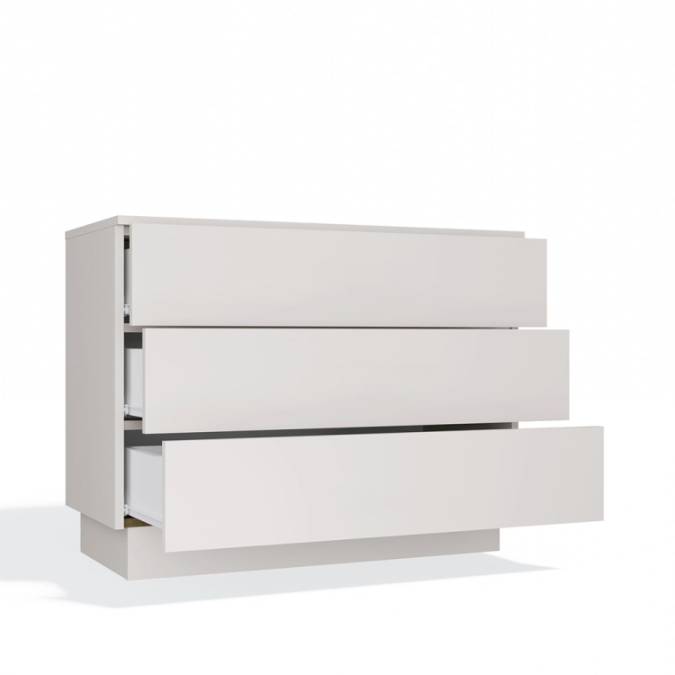 Beżowa komoda do sypialni ATENA 3S kaszmir 85 cm z trzema szufladami