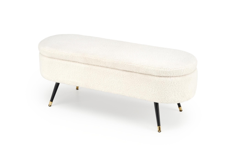 Pufa ze schowkiem AVEIRO kremowa – elegancka pufa bouclé do przedpokoju