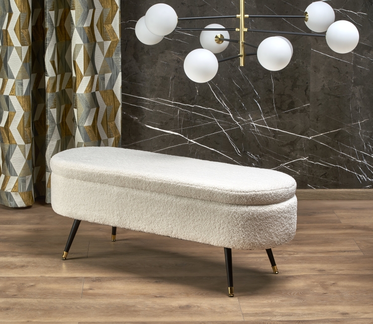 Pufa AVEIRO czarna – ławka tapicerowana z pojemnikiem do sypialni