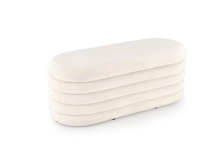 Pufa ze schowkiem BLISS kremowa – elegancka pufa tapicerowana bouclé