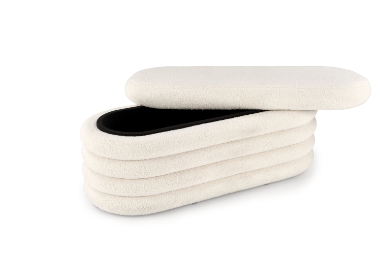 Pufa do siedzenia BLISS – kremowa pufa ze schowkiem w stylu nowoczesnym