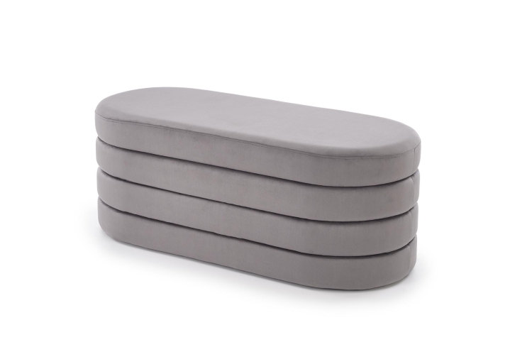 Pufa CALPI szara – nowoczesna ławka tapicerowana z pojemnikiem