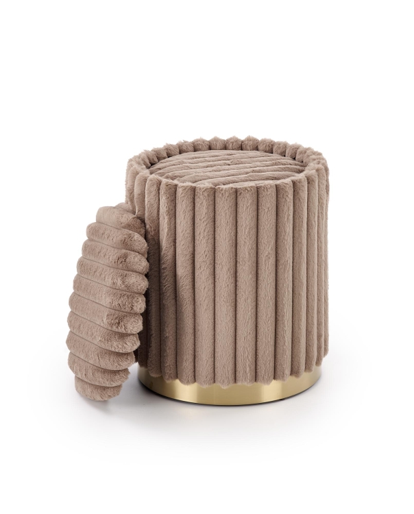 Pufa FIDO z pojemnikiem – elegancka pufa tapicerowana ze złotymi nogami