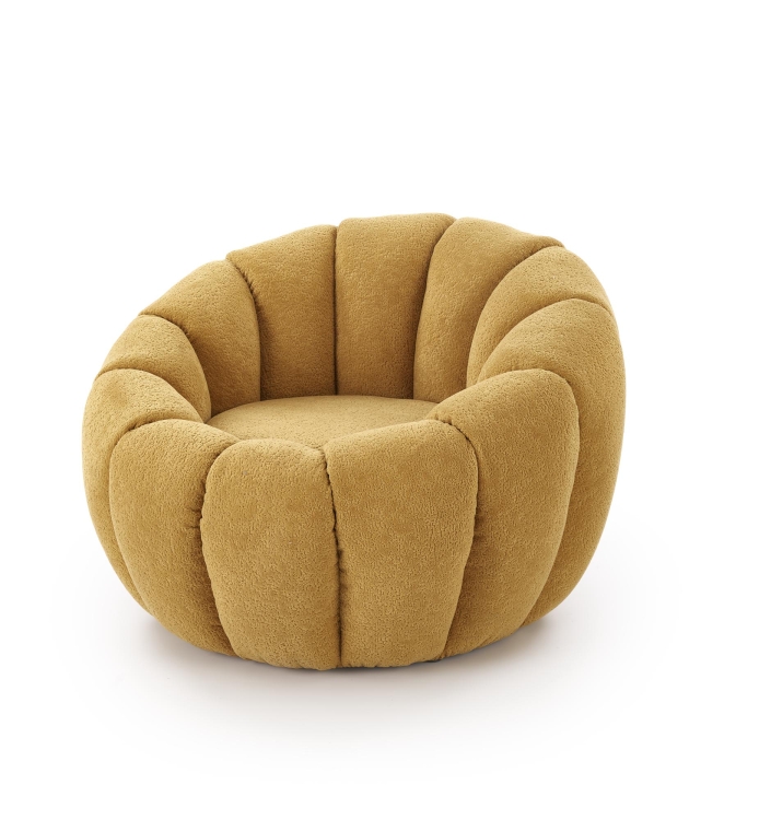 Fotel GASPAR musztardowy – elegancki fotel w stylu glamour i japandi
