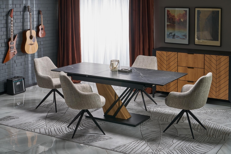 rozkładany stol z czarnego marmuru nowoczesny