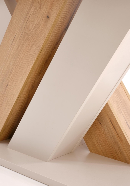 stół BRANDON rozkładany 160–200 cm – matowy blat i nogi w formie litery X