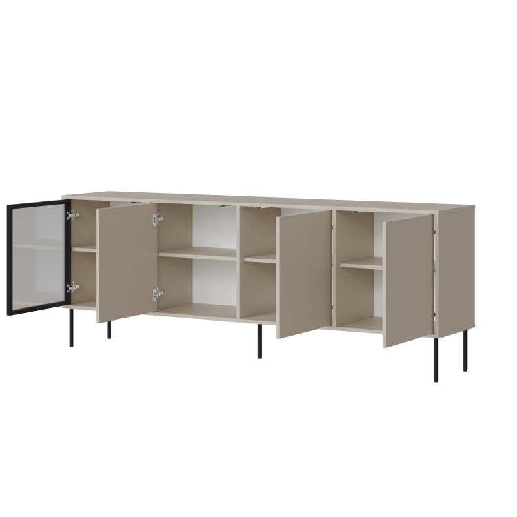 komoda kaszmir domi 4d matowa z czterema frontami na wysokich nogach do strefy tv