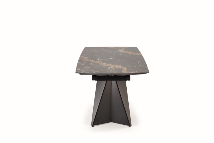 stół rozkładany  czarny marmur spiek stalowa podstawa w stylu nowoczesnym