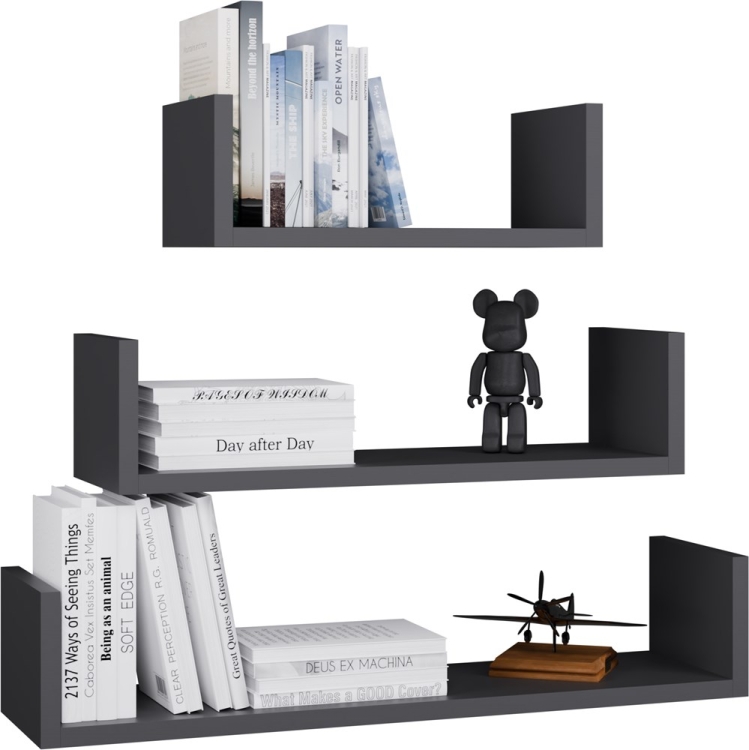 Półka ścienna ARIA antracyt mat do przechowywania książek i dekoracji.