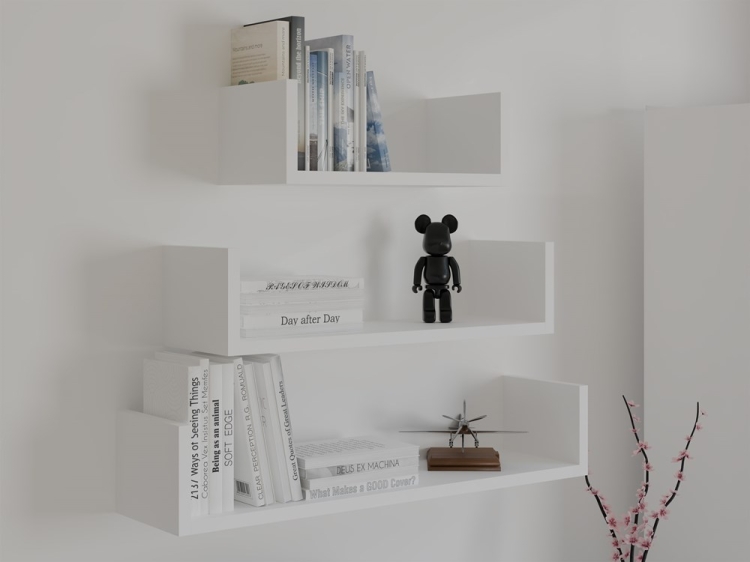 Półka ścienna ARIA biały mat do przechowywania książek i dekoracji.