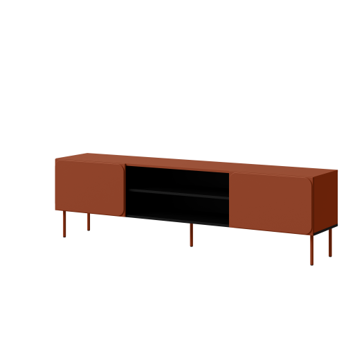 Szafka RTV Ruda RAFAEL EF 200 cm w stylu loft z frezowanymi frontami i metalowymi nogami.