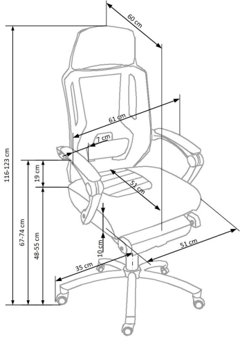 Fotel Biurowy  FREEMAN wymiary