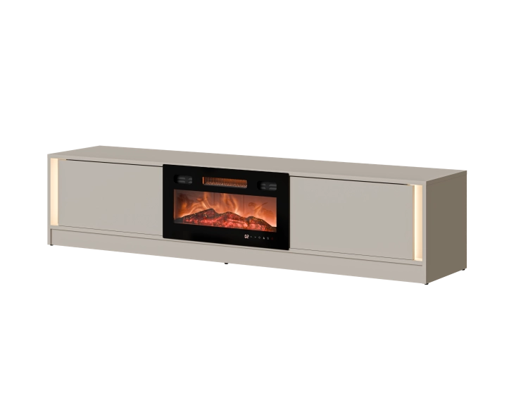 Szafka RTV kaszmir 180 cm z kominkiem elektrycznym i klapami na siłownikach.