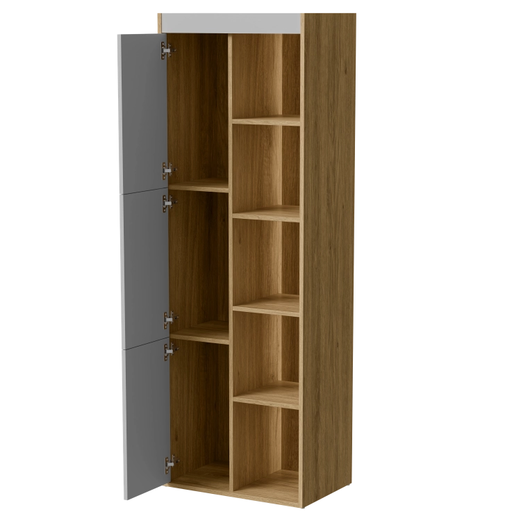 Witryna 60 cm dąb tajga szary z frontami bez uchwytów.