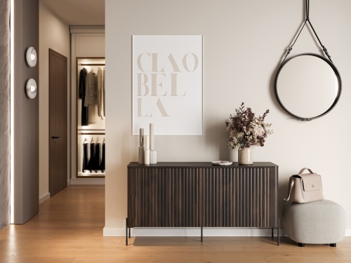 Komoda do salonu dąb barokowy 150 cm na metalowych nogach.