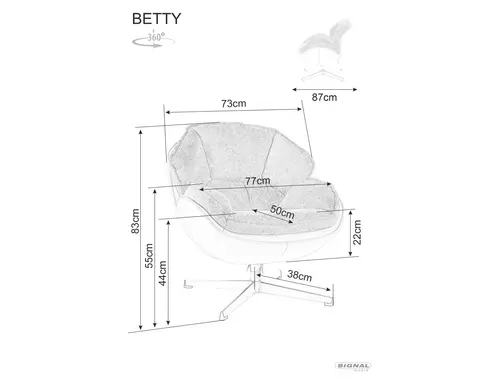 wymiary fotela BETTY