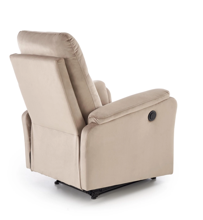 Fotel elektryczny CROCUS beżowy w tkaninie VELVET z funkcją relax