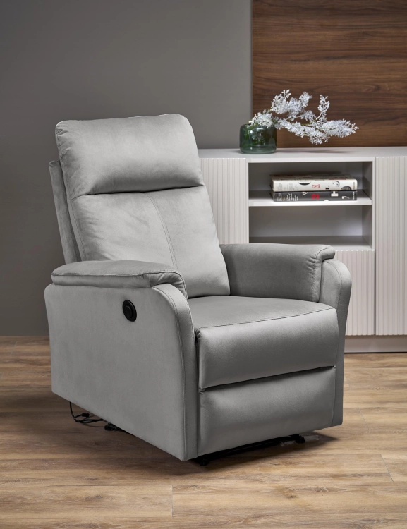 Fotel relax CROCUS popielaty rozkładany do codziennego wypoczynku w salonie