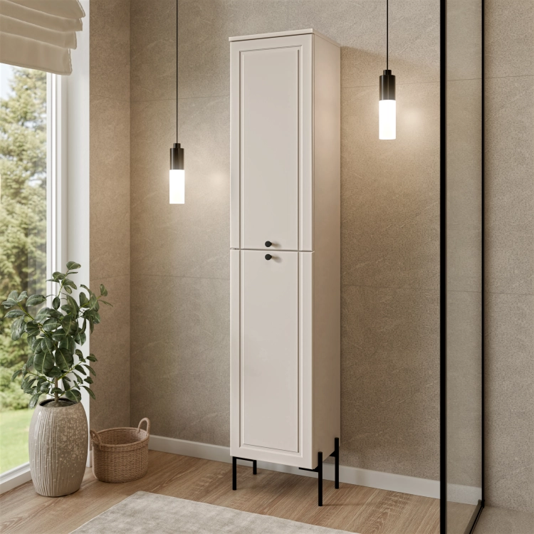Szafka stojąca do łazienki AMBER 35 cm kaszmir na czarnych metalowych nóżkach