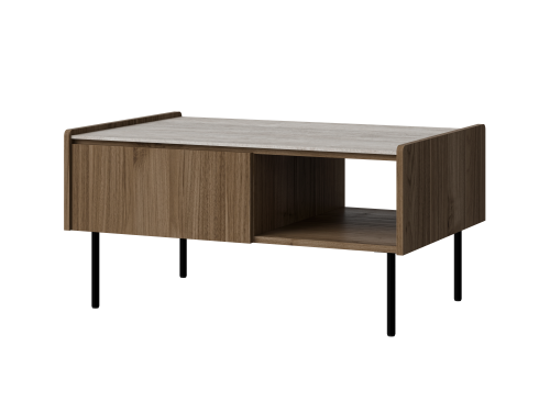 Stolik kawowy orzech ROYAL 90 cm na czarnych metalowych nóżkach