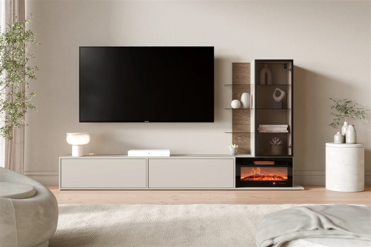 Zestaw mebli do salonu ARO z szafką RTV 180 cm i witryną