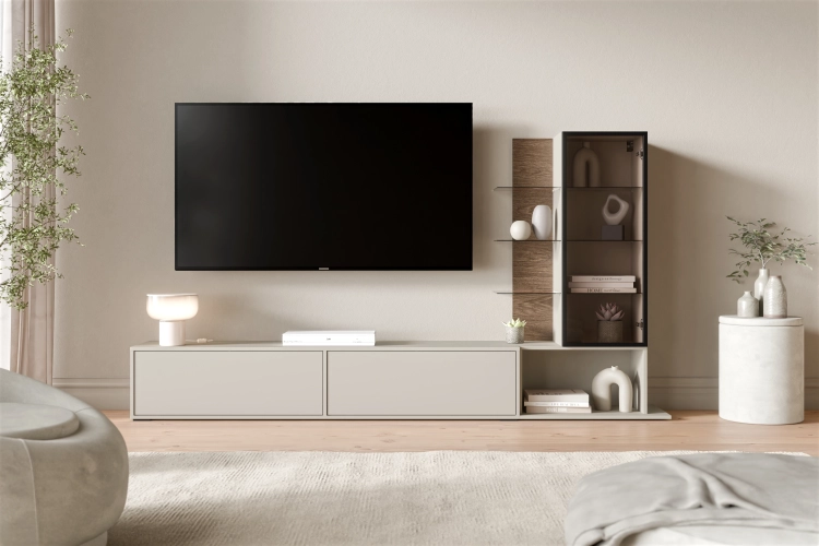 Szafka RTV 180 cm z witryną szklaną ARO do salonu