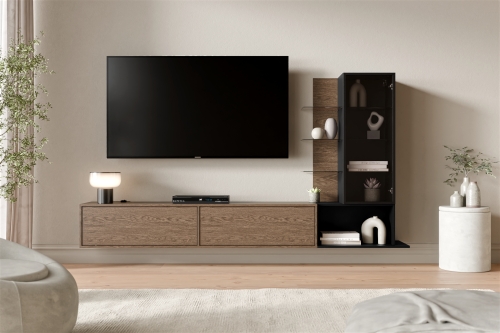 Szafka RTV 180 cm z witryną ARO w aranżacji salonu