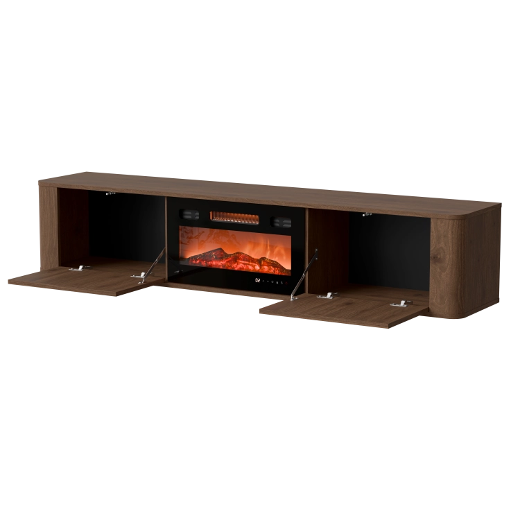 Szafka pod telewizor z kominkiem DARCO w dekorze orzech Elegant