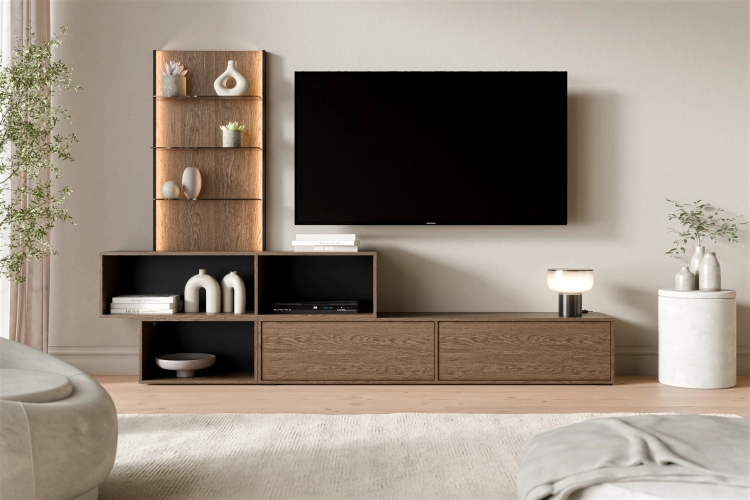 Zestaw mebli do salonu 262 cm LAVI baltic storm (RTV + witryna) stojący
