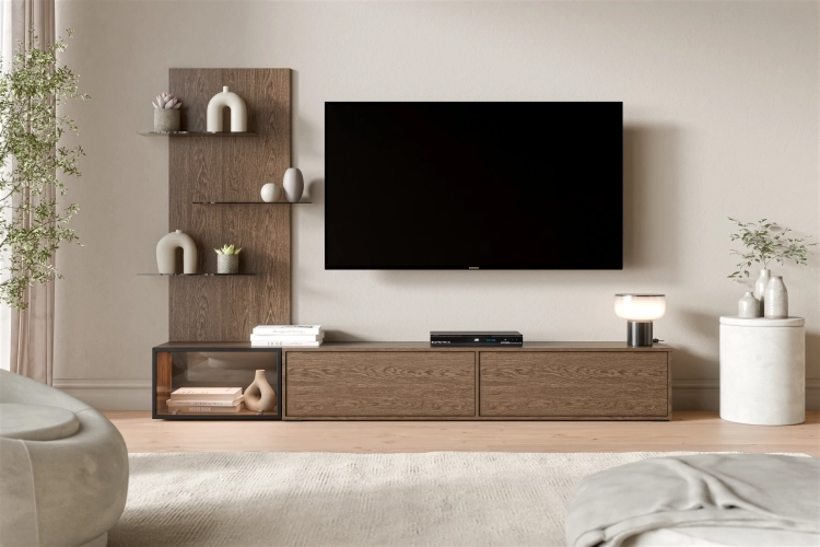 Zestaw mebli do salonu 240 cm  ORDI baltic storm (RTV + witryna) stojący