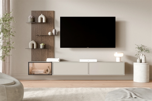 Zestaw mebli do salonu 240 cm  ORDI kaszmir (RTV + witryna) wiszący